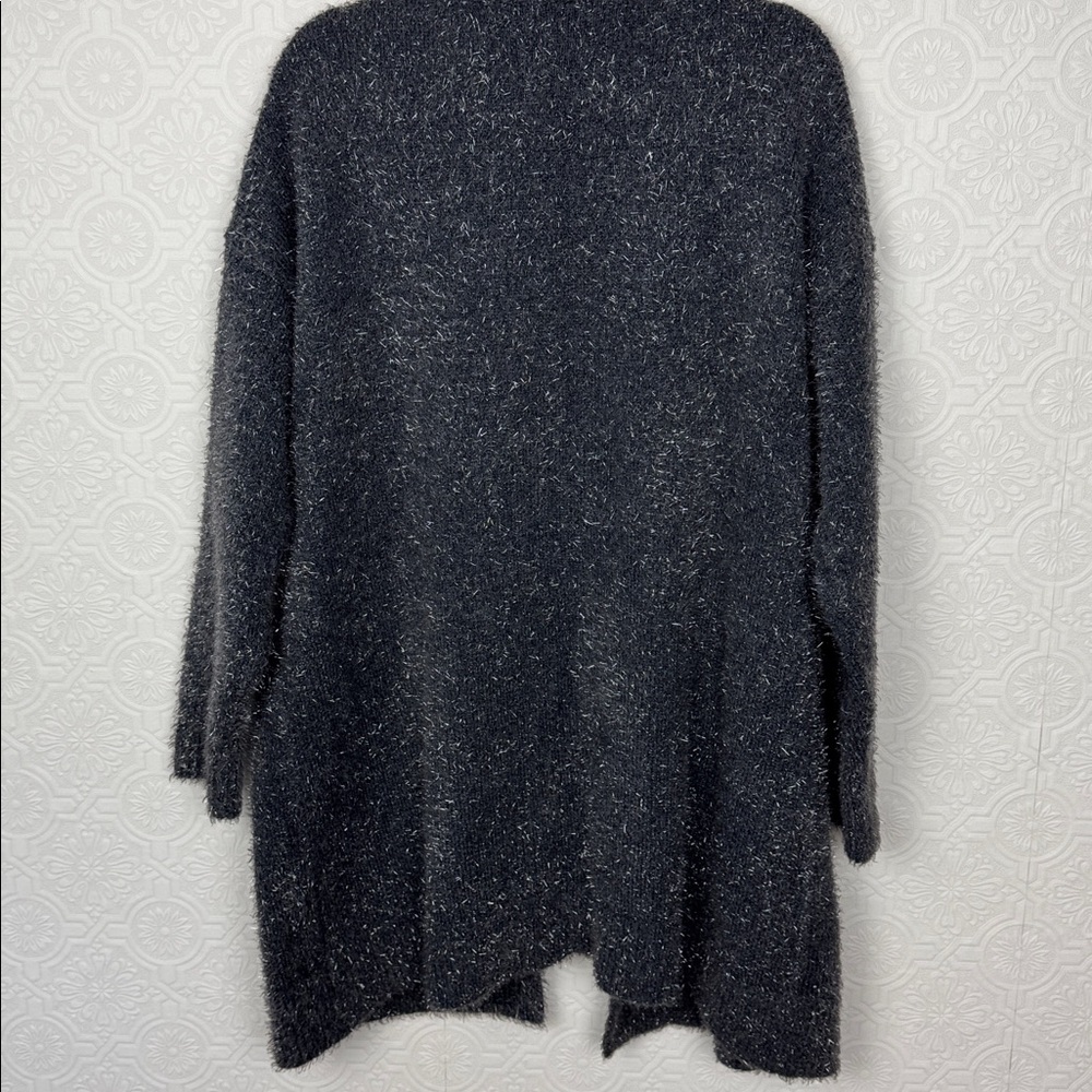 Lane Bryant Fuzzy Open Front Cardigan Gray Metallic Knit Size 18 20 Holidays NYE - Picture 8 of 8